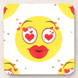 Valentine kiss Emoji Coaster