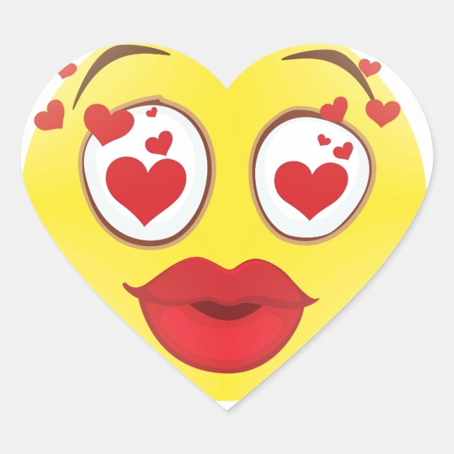 Valentine kiss Emoji Heart Sticker (Front)