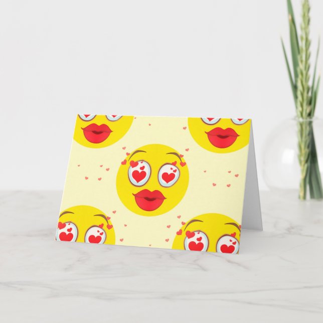Valentine kiss Emoji Holiday Card (Front)