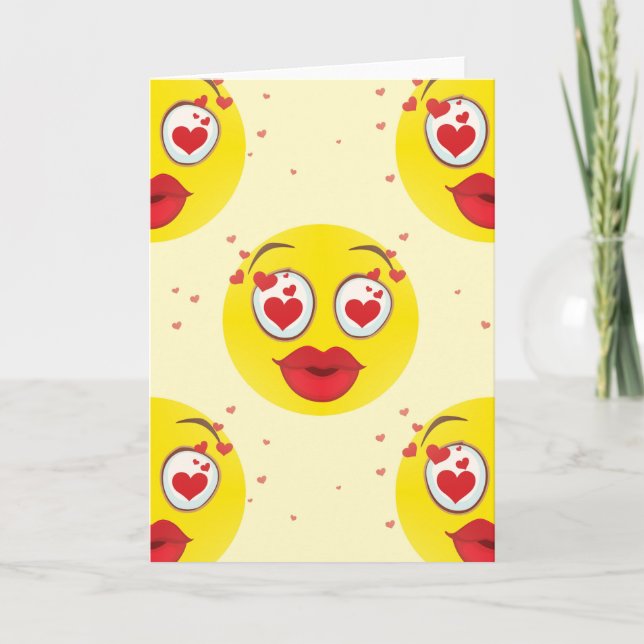 Valentine kiss Emoji Holiday Card (Front)