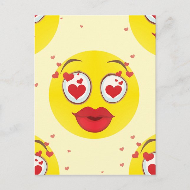 Valentine kiss Emoji Holiday Postcard (Front)