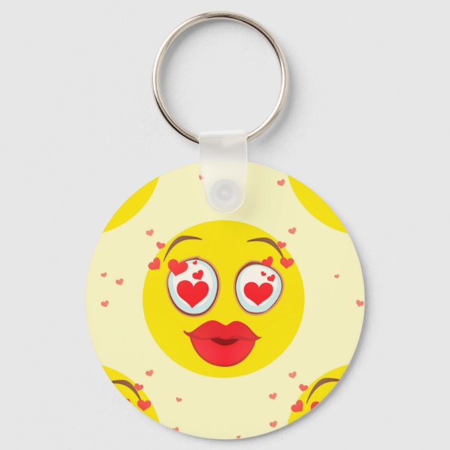 Valentine kiss Emoji Key Ring (Front)
