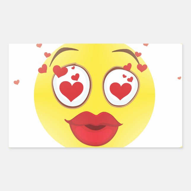 Valentine kiss Emoji Rectangular Sticker (Front)