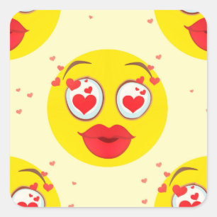 Valentine kiss Emoji Square Sticker