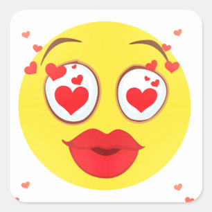 Valentine kiss Emoji Square Sticker