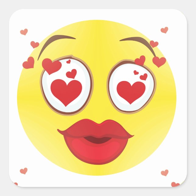 Valentine kiss Emoji Square Sticker (Front)