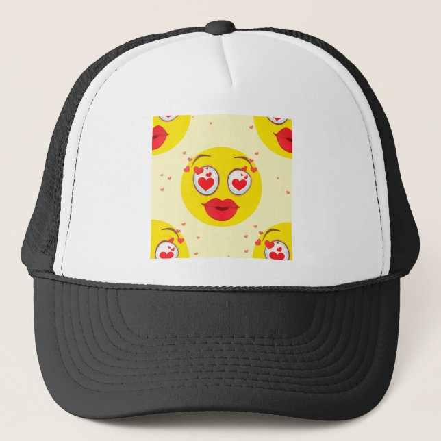 Valentine kiss Emoji Trucker Hat (Front)