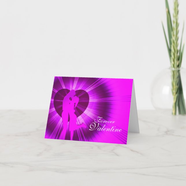 Valentine kiss forever boyfriend purple glow card (Front)
