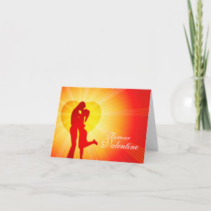 Valentine kiss "forever"  lover red glow card