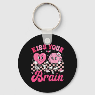 Valentine Kiss Your Brain Student Teacher Boy Girl Key Ring