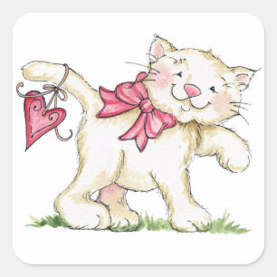 Valentine Kitten Square Sticker