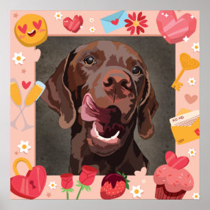 Valentine Labrador portrait hand painted frame Poster