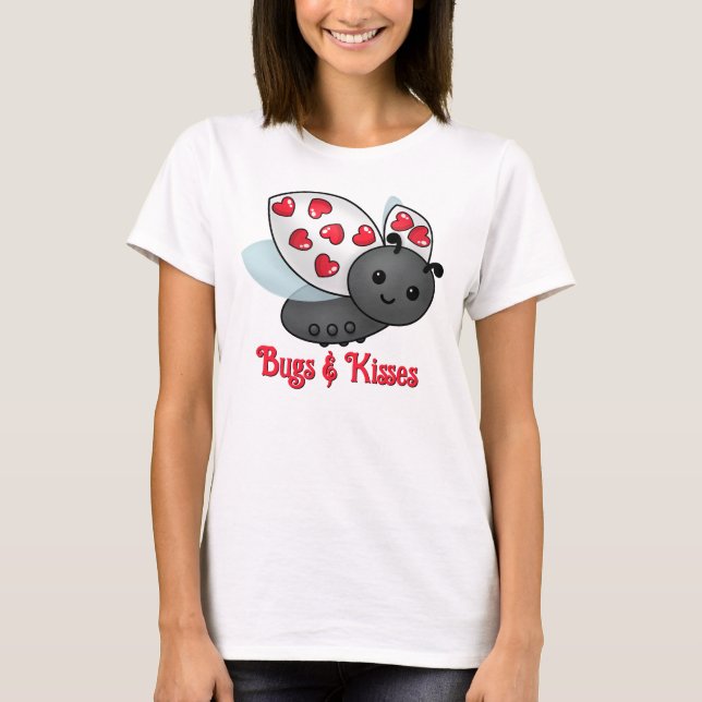 Valentine Ladybug Bugs & Kisses T-Shirt (Front)