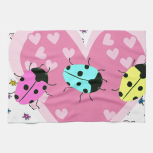 VALENTINE LADYBUGS TEA TOWEL