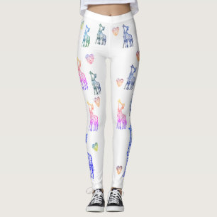 Valentine Leggings, Giraffes Kiss Leggings