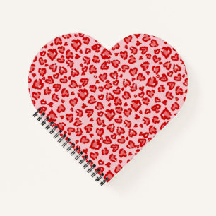 Valentine Leopard Pattern in Red on Blush  Notebook