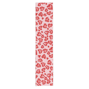 Valentine Leopard Pattern in Red on Blush Short Table Runner