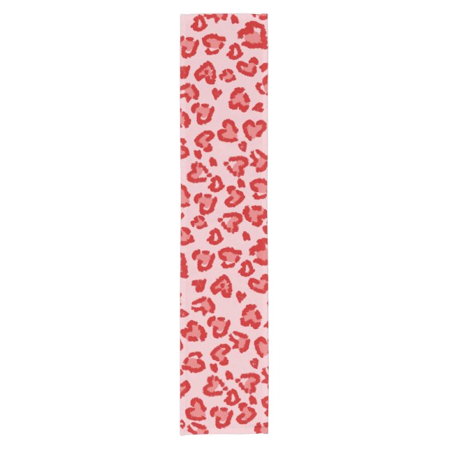 Valentine Leopard Pattern in Red on Blush  Short Table Runner (Front)