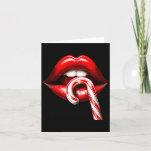 Valentine Lips Kisses Valentines Funny Candy Cane  Card