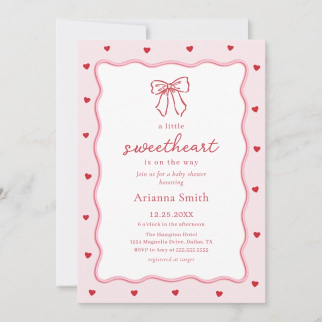 Valentine Little Sweetheart Baby Shower Invitation (Front)