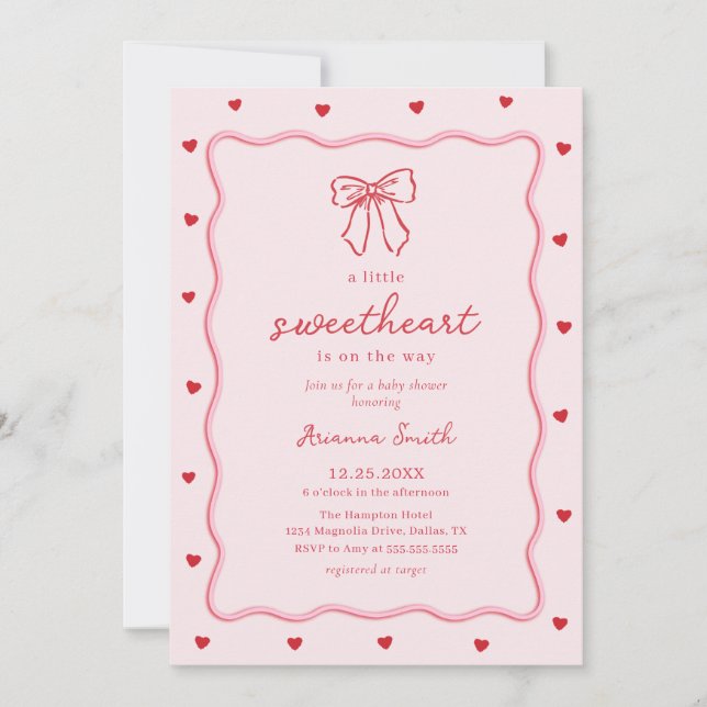 Valentine Little Sweetheart Baby Shower Invitation (Front)