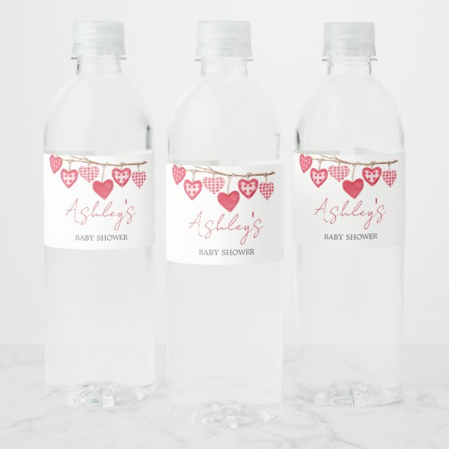 Valentine Little Sweetheart Baby Shower  Water Bottle Label (Bottles)