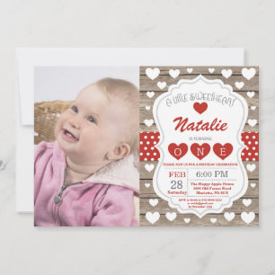Valentine Little Sweetheart First 1st Birthday Invitation