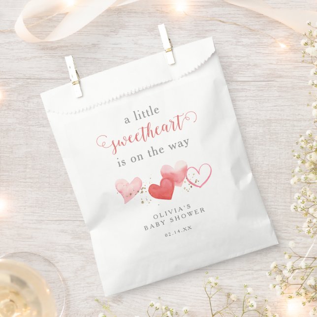 Valentine Little Sweetheart Hearts Baby Shower Favour Bag (Clipped)