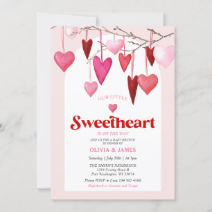 Valentine Little Sweetheart Is On The Way Baby Invitation