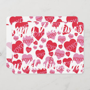 Valentine Little Sweethearts Pink Red XOXO Hearts Card