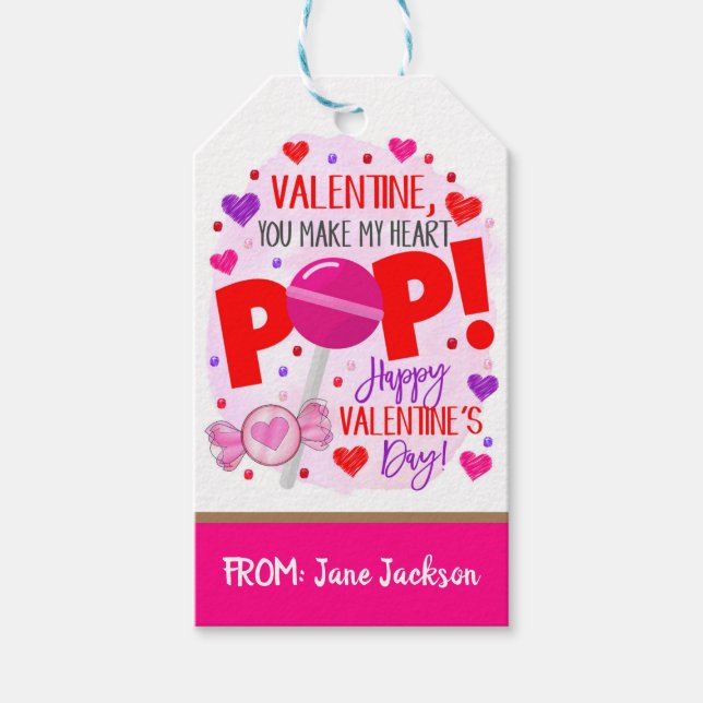 Valentine Lollipop Gift Tags (Front)