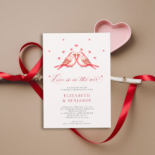 Valentine Love Birds Hearts Couple Bridal Shower Invitation