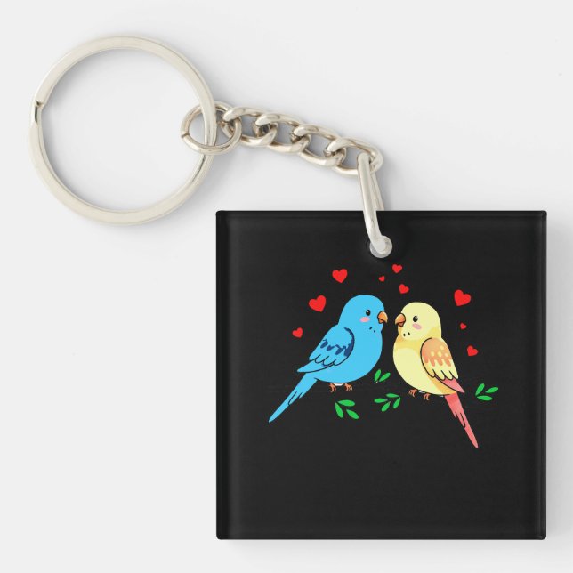 valentine love birds t shirt design  key ring (Front)