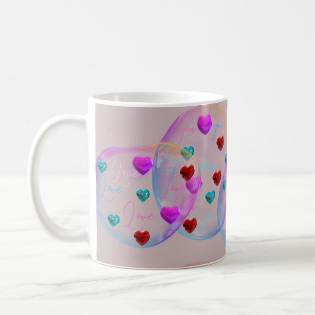 Valentine love bubbles fun  coffee mug (Left)