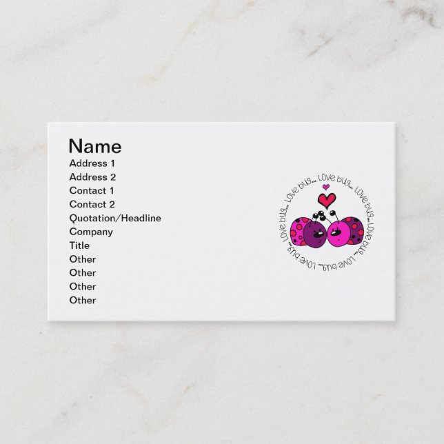 Valentine Love Bug Business Card (Front)