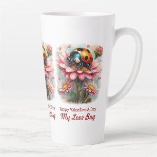  Valentine Love Bug on Blossoms Rose Latte Mug