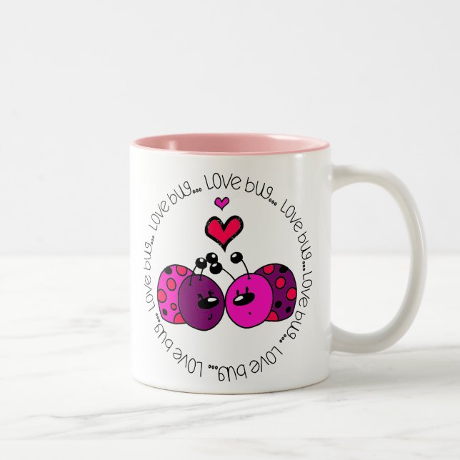 Valentine Love Bug Two-Tone Coffee Mug (Right)