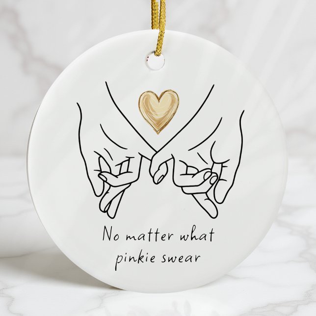 Valentine Love Couple Gold Heart Pinkie Swear Ceramic Ornament (Creator Uploaded)