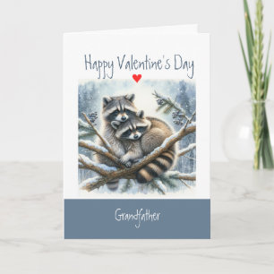 Valentine Love Fun Racoon Kisses Grandfather Holiday Card