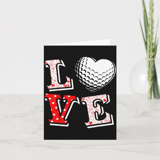 Valentine Love Golf Heart Valentine Day Women Men  Card (Front)