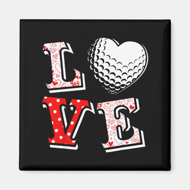 Valentine Love Golf Heart Valentine Day Women Men  Magnet (Front)