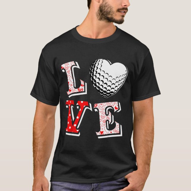 Valentine Love Golf Heart Valentine Day Women Men  T-Shirt (Front)