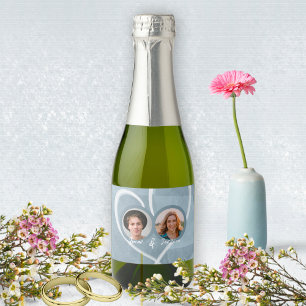 Valentine Love Heart Marriage Engagement Couple Sparkling Wine Label