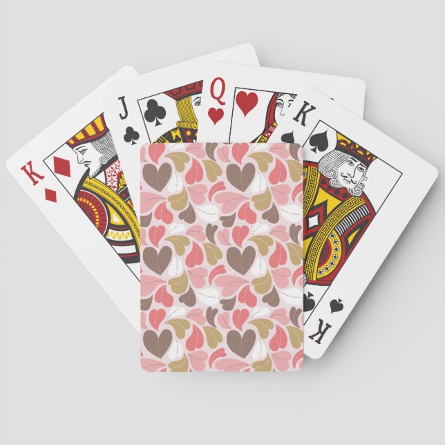 Valentine love heart pattern playing cards (Back)