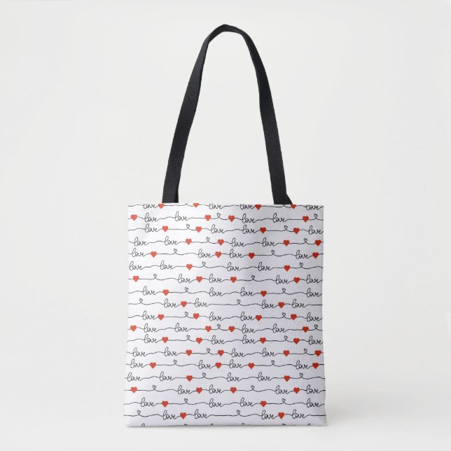 valentine love heart pattern tote bag (Front)