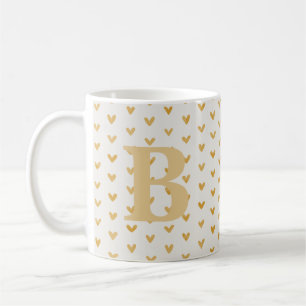 Valentine Love Hearts Gold Monogram Coffee Mug