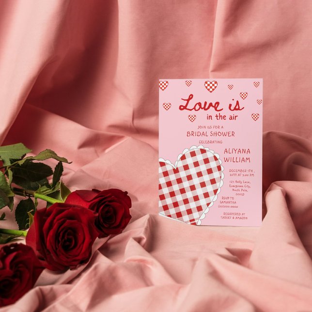 Valentine Love is in the Air Pink Bridal Shower Invitation (Creator Uploaded)