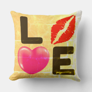 Valentine LOVE Kiss and Heart Cushion