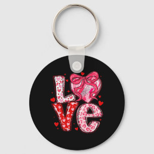 Valentine Love Lace Coquette Bow Heart Girl Women Key Ring
