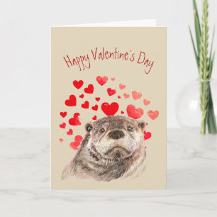 Valentine Love my Heart Cute Otter Animal Holiday Card